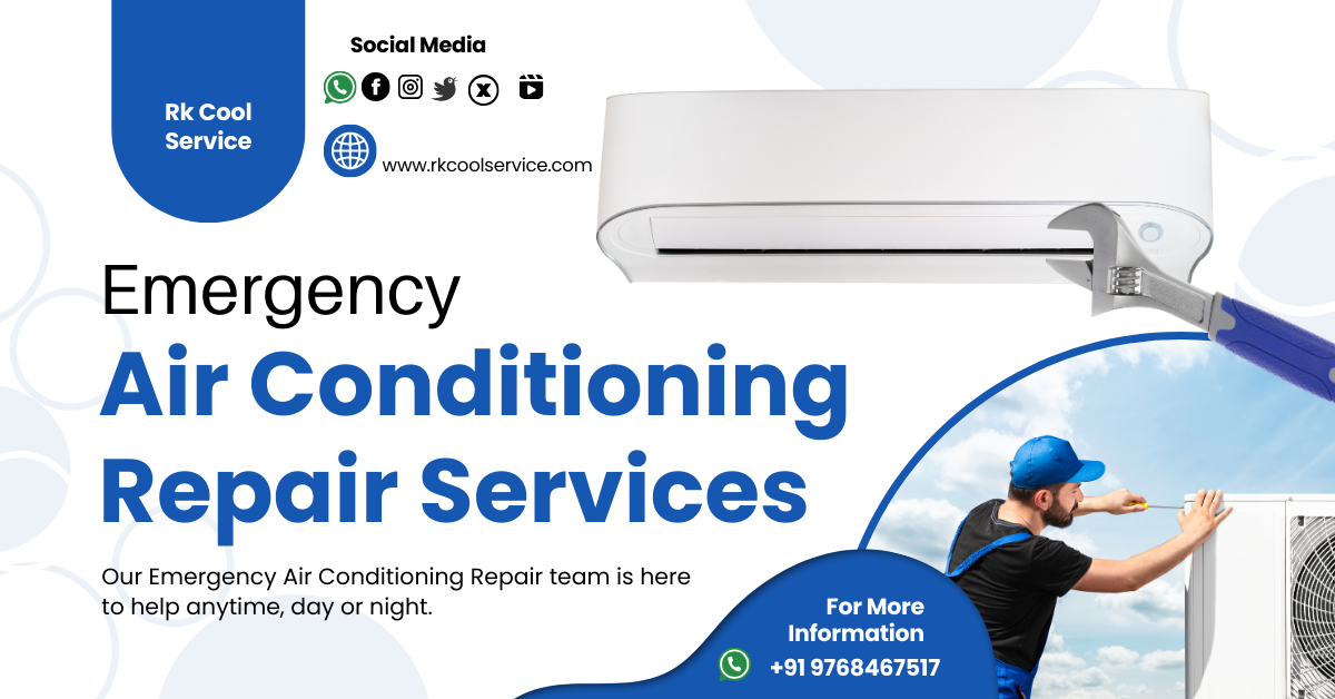 Blue and White Modern Air Conditioning Services Facebook Ad